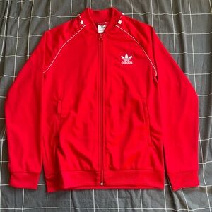 Adidas Red Zip Up Sweater - ADICOLOR CLASSICS SST TRACK JACKET